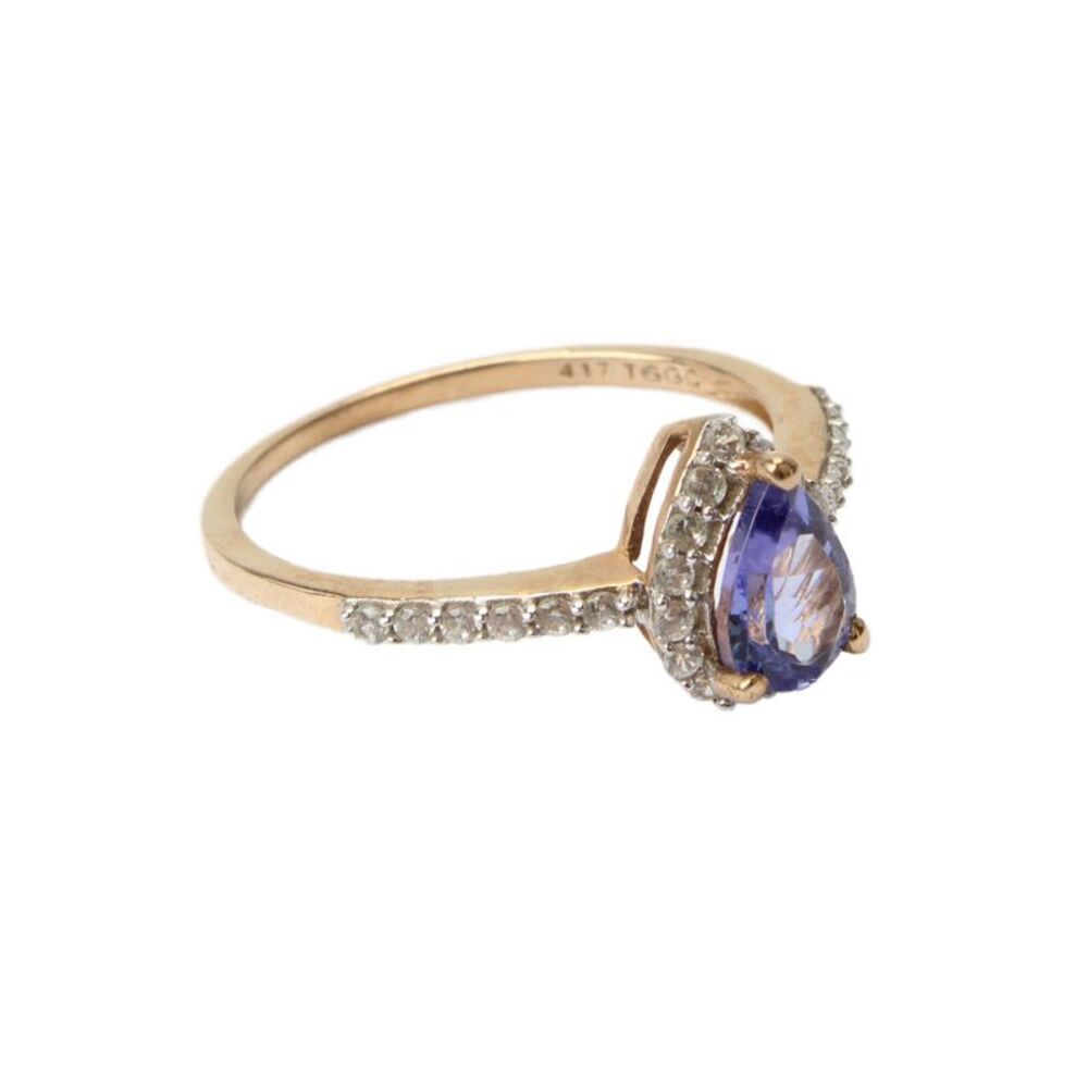 TGGC Womens Gold Vermeil Tanzanite + White Topaz Ring Sz 7 1.8g